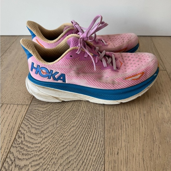 Hoka Vibrant Pink and Blue Athletic Shoes - Picture 1 of 5